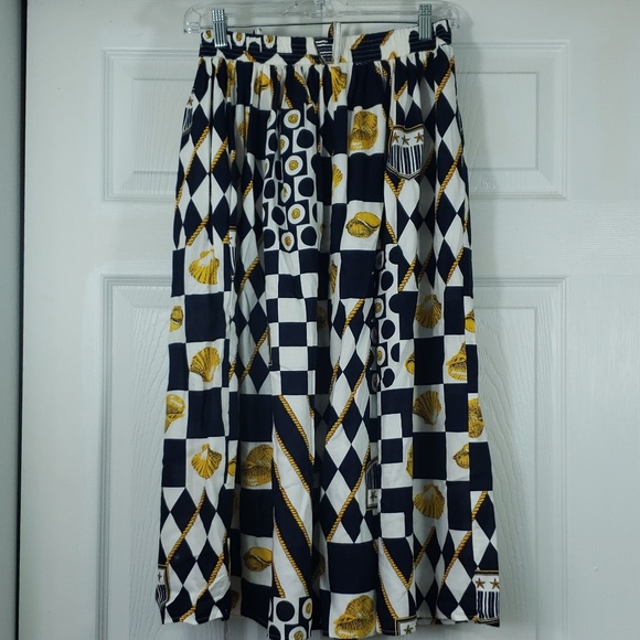 Nautical Beachy Style Long Flowy Skirt sz Small - Picture 3 of 4